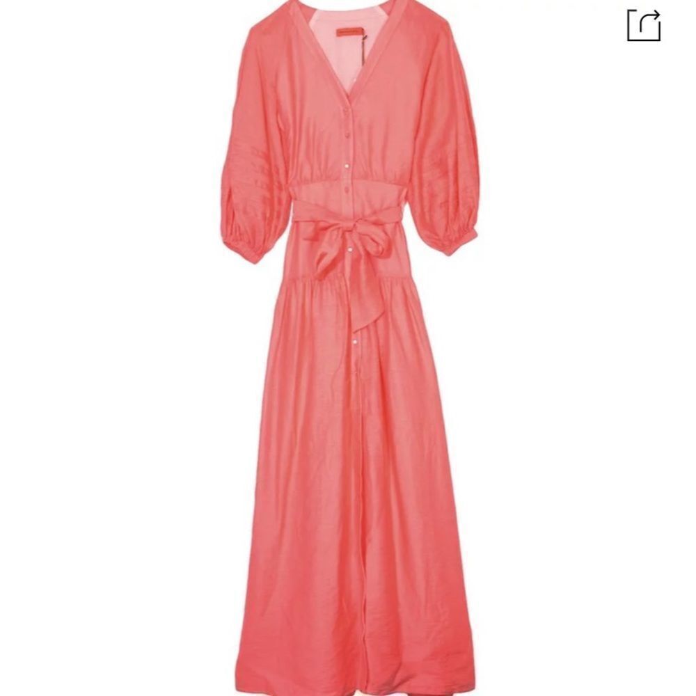 Manning Cartel Pink Demure Feminine Flowy Balloon Art Maxi Dress Sz 8 Nwt — image 5 of 8